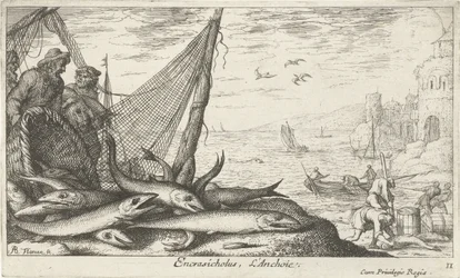 Anchovies by a Basket and Fishing Net