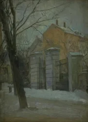 The Gate of Assistens Cemetery in Copenhagen. Winter