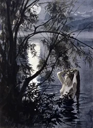 Depiction of an undine, aquatic nymph of Germanic mythology. Illustration by Albert Edelfelt (1854-1905).