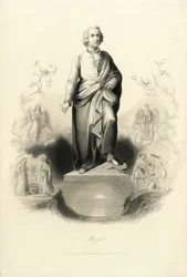 Mozart Monument at the Mozartplatz, 1842