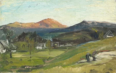 View over Krummhübel to the Schneekoppe, 1862