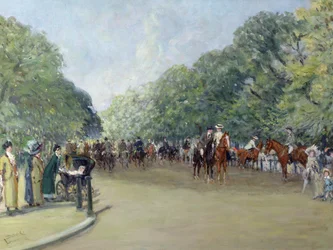 View of Hyde Park with Figures on Rotten Row