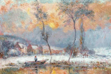 Sunrise, by the Snow, on the Pond of Chalou-Moulin