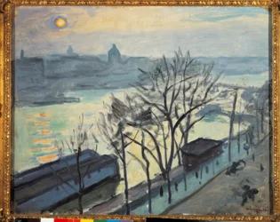 Sun over Paris. The Quai du Louvre