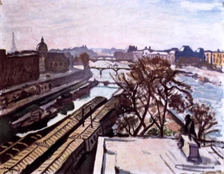 View of the Seine and the Monument to Henry IV, c1906