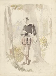 Standing Young Man Reading a Letter
