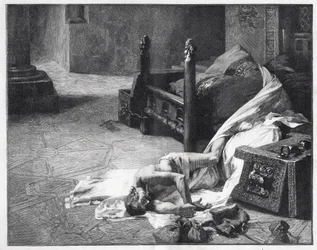 Death of William the Conqueror - First Norman king of England. Death of William I the Conquerant - engraving after the painting by Albert Maignan