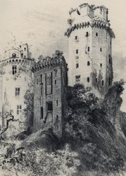 Fortress of Largoet (towers of Elven) - Old France - Brittany - text, drawings and lithographs, by Albert Robida (1848-1926) undated late 19th century