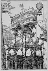 International Hotel on top of the Arc de Triomphe - in "The 20th Century" by Robida