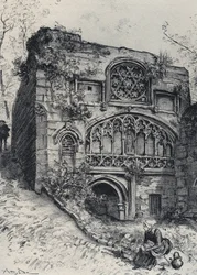 La Fontaine des Carmelites a Morlaix - La vieille France - La Bretagne - text, drawings and lithographs, by Albert Robida (1848-1926)
