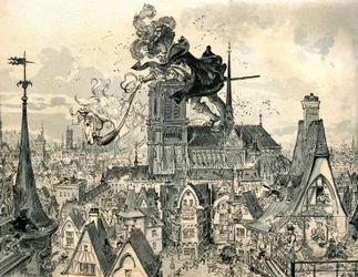 The Giant Gargantua jumps from his horse
