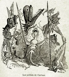 The Army of Quaresmeprenant. Soldiers are Represented as Fish, Some of Which Have Only the Bones, by Reference to Careme