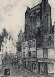 A Street in Saint Malo - La vieille France - La Bretagne - text, drawings and lithographs, by Albert Robida (1848-1926) undated end 19th century