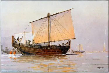 Phoenician Trade Ship arriving at Pharos