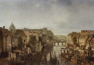 View from Royal Mills at the Mühlendamm to the Lange Brücke in Berlin