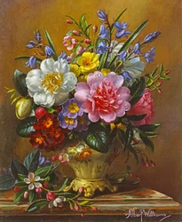 AB1112 Peonies, Bluebells and Primulas