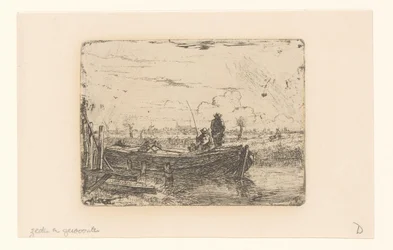 Polder Landscape with Two Men on a Boat
