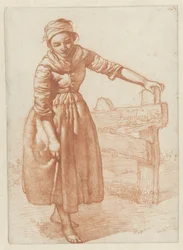 Standing Girl by a Fence
