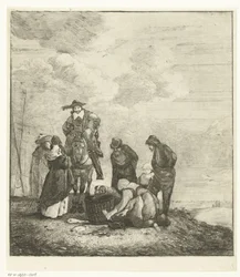 Fish Seller with Customers by the Beach