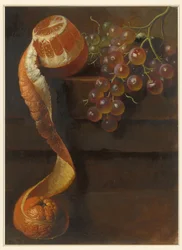 Still Life with Peeled Orange and Bunch of Grapes