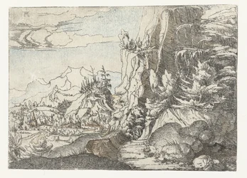Landscape with Dark Rock Wall