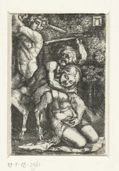 Satyr and a Man Fighting Over a Woman