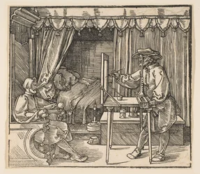 Artist Drawing a Portrait of a Man