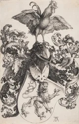 Coat of Arms with a Lion and a Cock