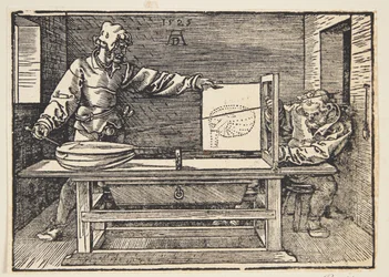 Draftsman Drawing a Lute