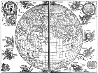 Johannes Stabius map of the world, 1515, 1936