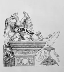 The Triumphal Arch of Emperor Maximilian I of Germany: detail of a winged griffin holding a scroll