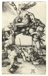 Witch riding backwards on a goat, c.1505