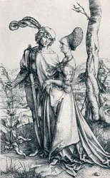 Young Couple Threatened by Death or The Promenade