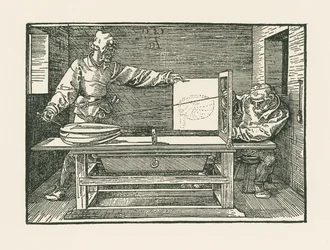A Man Drawing a Lute