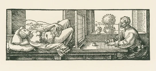 A Man Drawing a Recumbent Woman