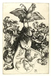 Coat of arms with lion and rooster, 1502-03