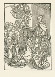 The reward of the chosen, represented by the crowning of Mary surrounded by the Saints
