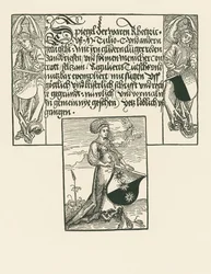 Young Woman Holding Coat of Arms
