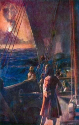 Dampier and His Crew Watching a Volcanic Eruption