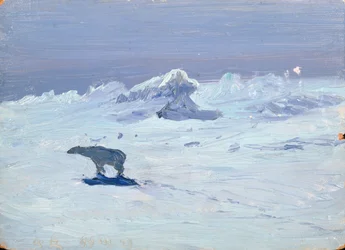 A Polar Bear Hunting in Moonlit Night
