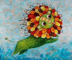 Whimsical Green Lion