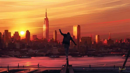 Balancing City Sunset