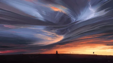 Dramatic Sunset Lightning