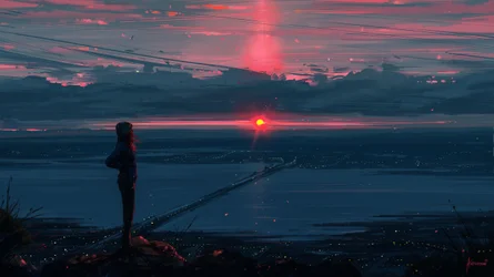 Solitary Sunset City Bridge