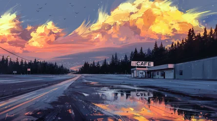 Twilight Cafe Reflections