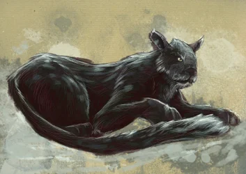 Fantastic monsters and creatures, cryptozoology: representation of the Beast of Exmoor, seen in Devon and Somerset in England - drawing by Alessandro Lonati, 2012
