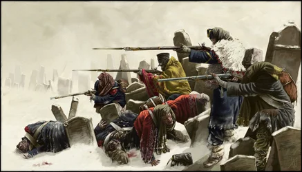 French Retreat in Russia, in a Cemetery, Winter 1812