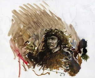Prehistory: representation of a Neanderthal man in the Middle Paleolithic