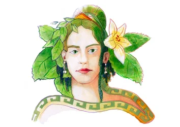 Depiction of the divinity Gaia, mother goddess (Greek mythology: Gaia or Gaea, personification of the Earth)