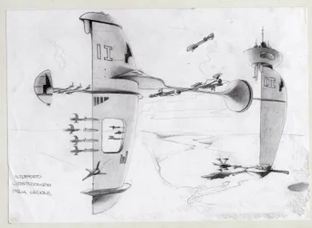 Science fiction illustration: space base in the universe with ships